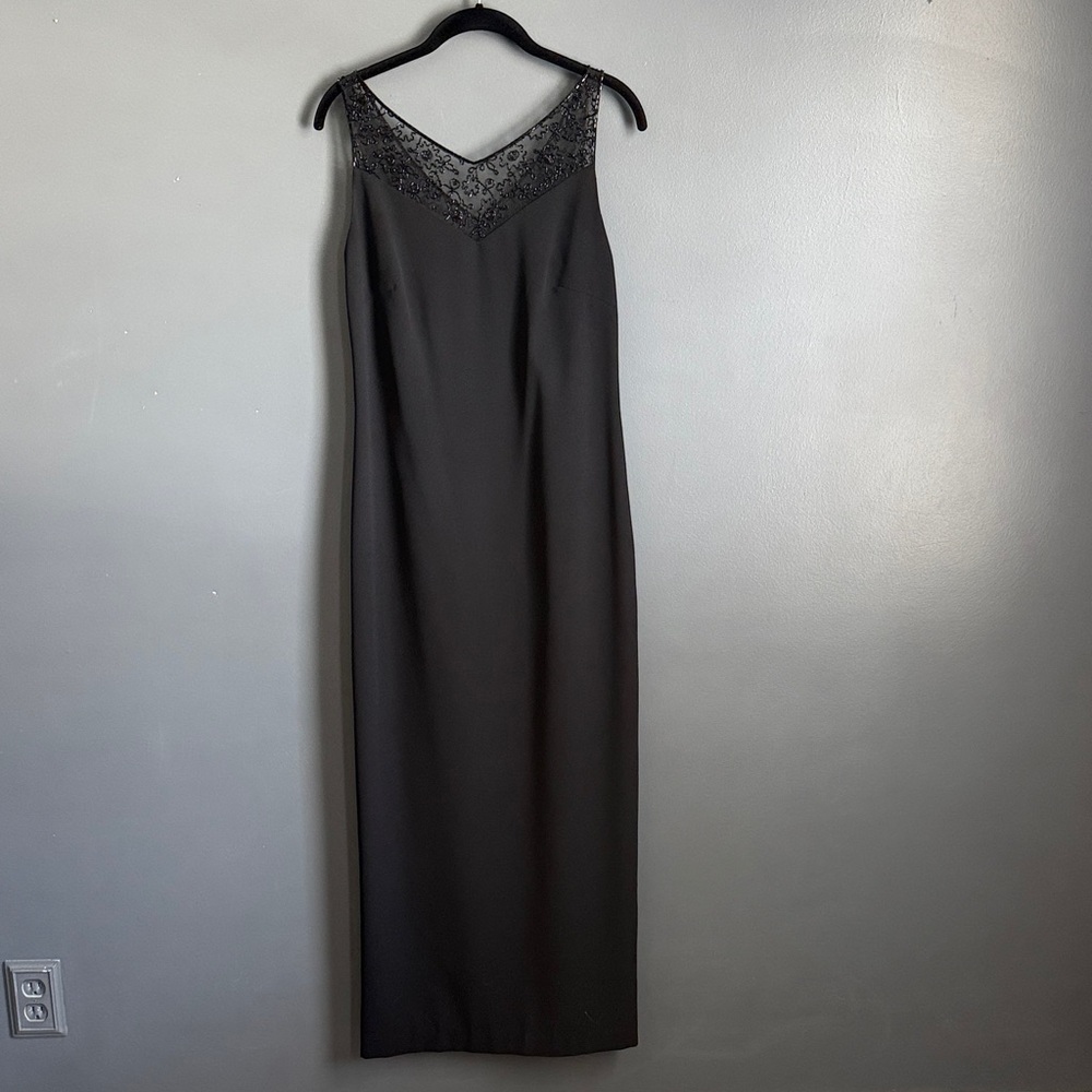 Ann Taylor Gray Dress with Beaded Lace Neckline